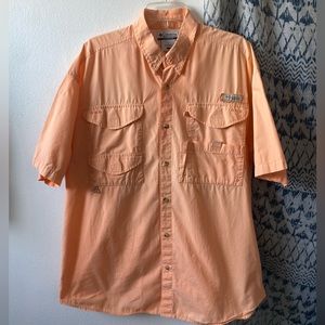 Columbia PFG Bonehead Fishing Vented Button Down Shirt Orange Men’s Size- L
